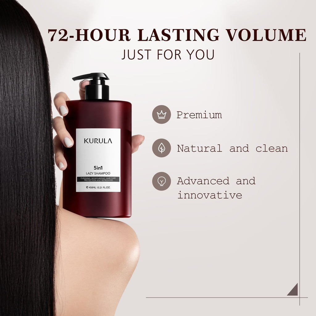 Kurula 5-in-1 Shampoo for All Hair Types | Volumizing, Moisturizing & Repairing with Camellia Oil | 15.2 oz