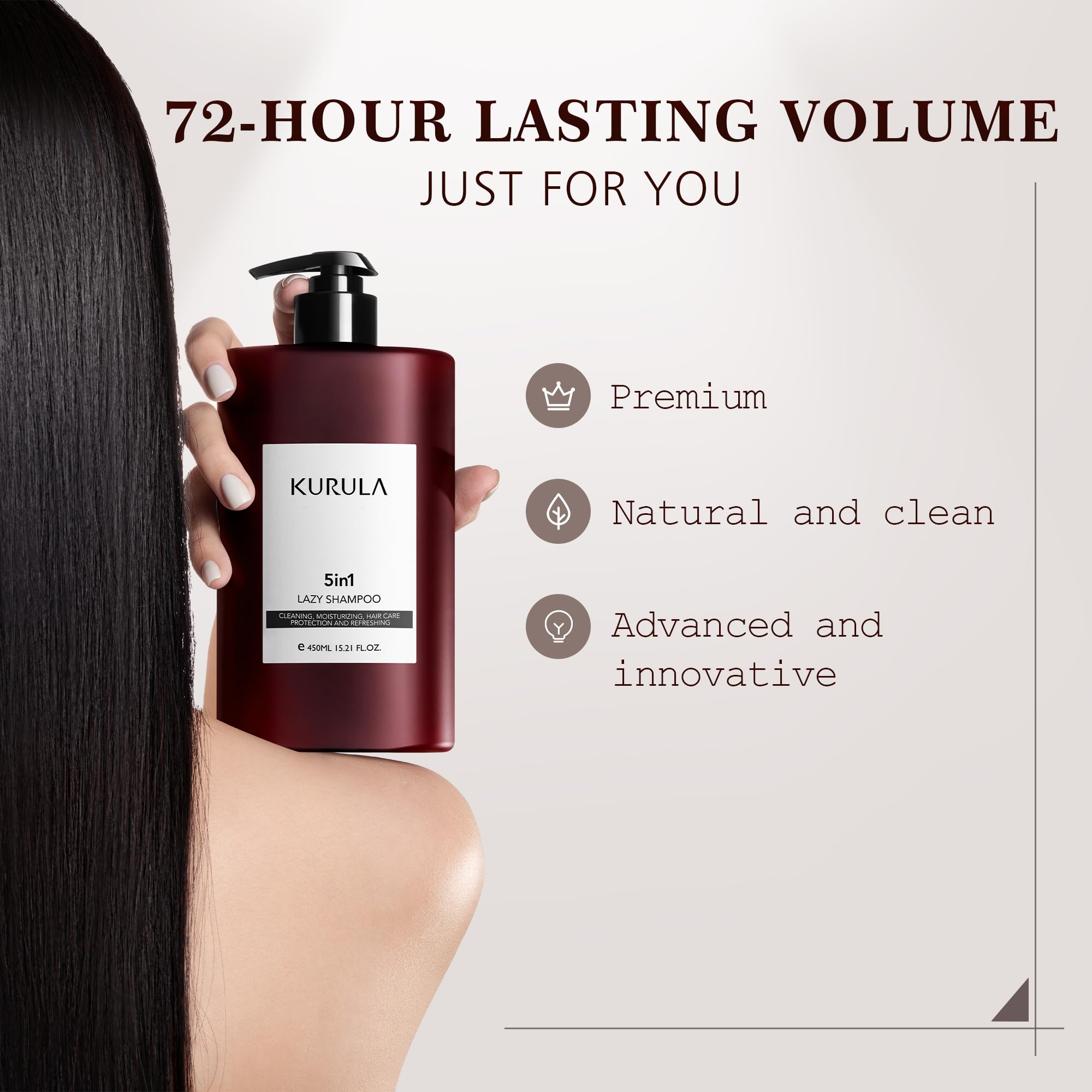 Kurula 5-in-1 Shampoo for All Hair Types | Volumizing, Moisturizing & Repairing with Camellia Oil | 15.2 oz