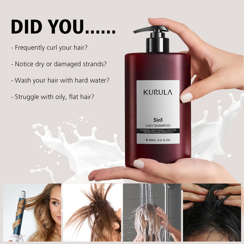 Kurula 5-in-1 Shampoo for All Hair Types | Volumizing, Moisturizing & Repairing with Camellia Oil | 15.2 oz