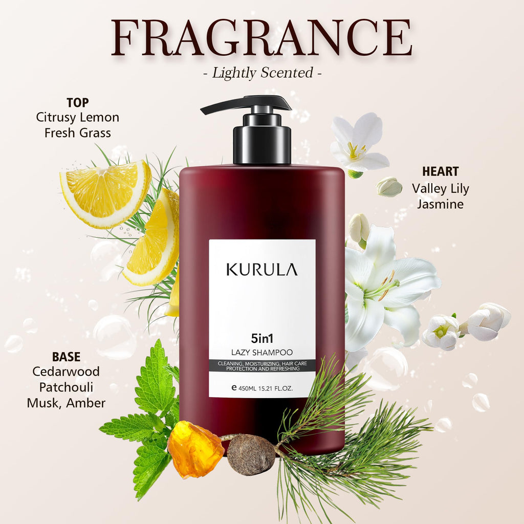 Kurula 5-in-1 Shampoo for All Hair Types | Volumizing, Moisturizing & Repairing with Camellia Oil | 15.2 oz