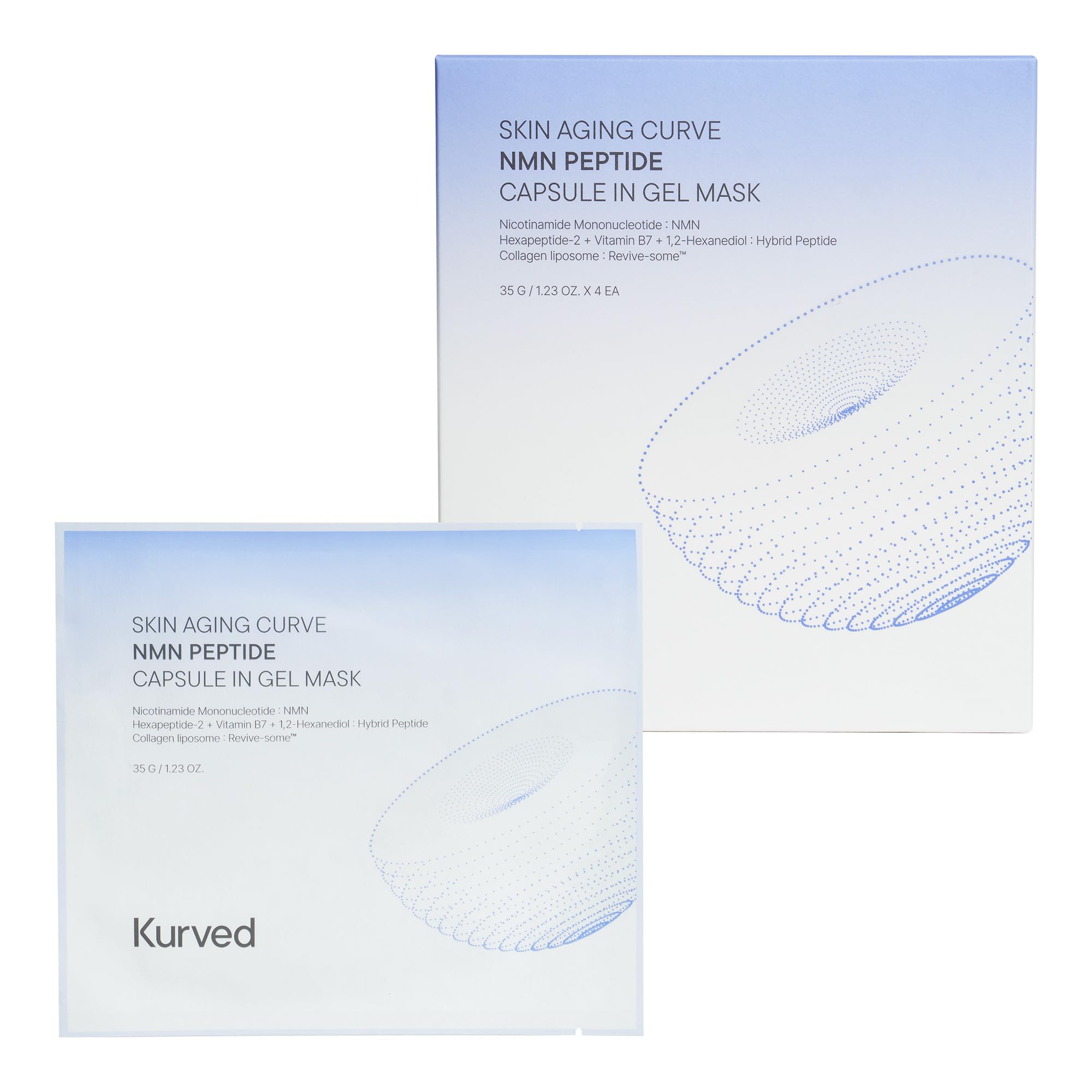 Kurved Skin Aging Curve NMN Peptide Gel Mask – Liposomal Hydrogel Overnight Mask (4 Count)