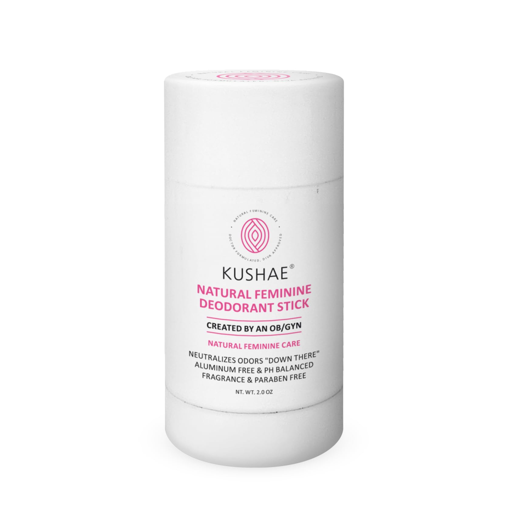 Kushae Natural Feminine Deodorant Stick for Women – Aluminum-Free, Unscented, 2 oz
