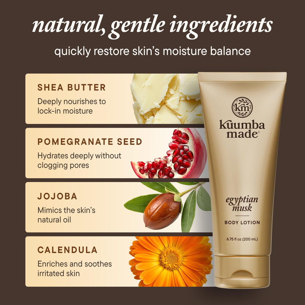 Kuumba Made Egyptian Musk Body Lotion – Hydrating Daily Moisturizer with Shea Butter & Botanical Oils (Vegan, 6.75 oz)