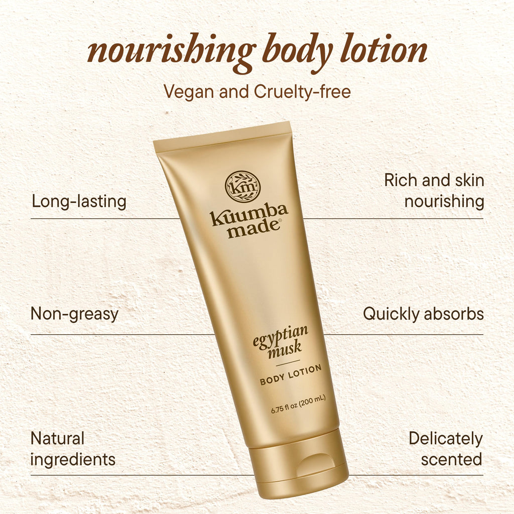 Kuumba Made Egyptian Musk Body Lotion – Hydrating Daily Moisturizer with Shea Butter & Botanical Oils (Vegan, 6.75 oz)