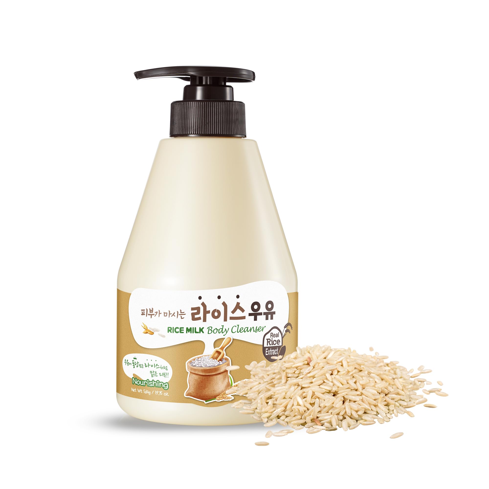 KWAILNARA Rice Milk Body Wash - Brightening, Hydrating Korean Cleanser with Rice Extract, Royal Jelly & Milk Protein | Paraben-Free