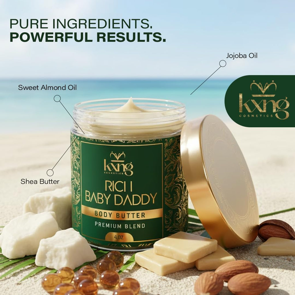 KXNG Cosmetics Luxury Shea Body Butter Cream – 4oz | Organic Moisturizing Cream for Hands, Feet & All Skin Types