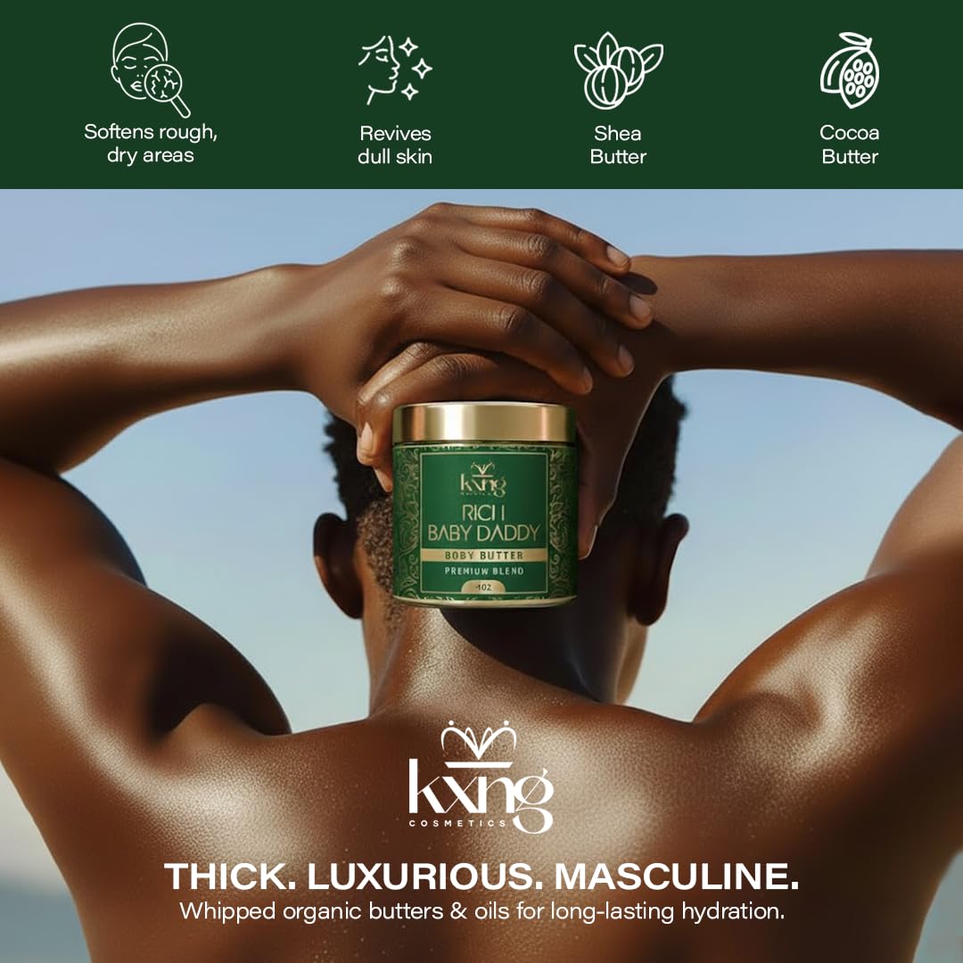 KXNG Cosmetics Luxury Shea Body Butter Cream – 4oz | Organic Moisturizing Cream for Hands, Feet & All Skin Types