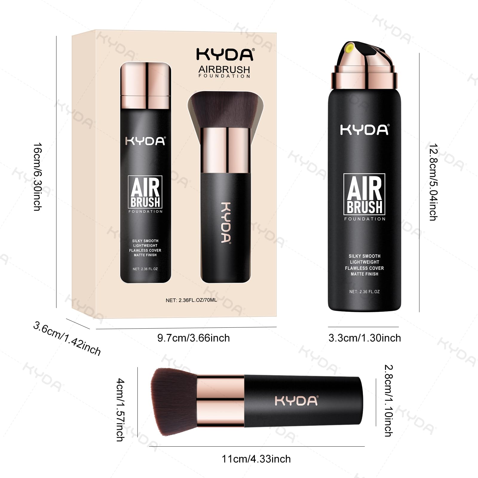 KYDA AirBrush Foundation Spray – Silky, Breathable Nude Finish with Flawless Coverage (#220 Natural Beige)