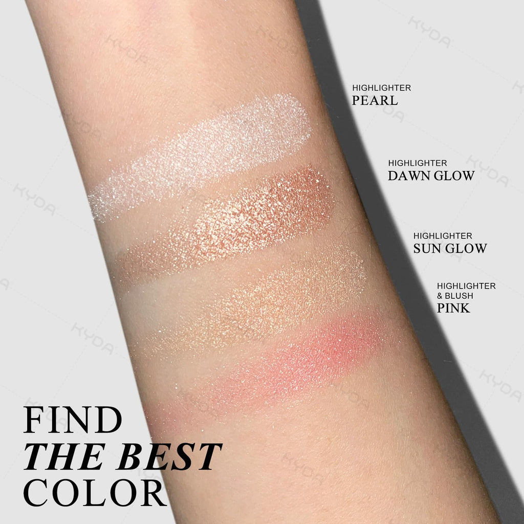 KYDA Baked Highlighter Contour Palette – Champagne Glow & Cool Tone Contour