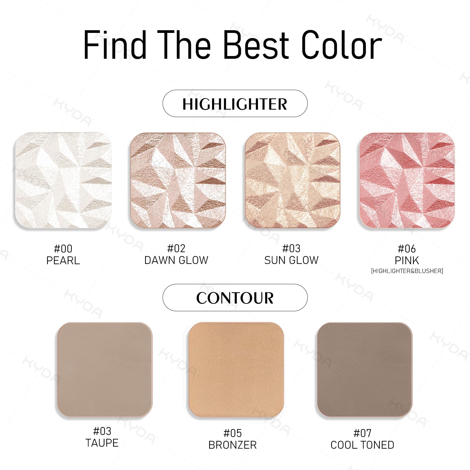 KYDA Baked Highlighter Contour Palette – Champagne Glow & Cool Tone Contour