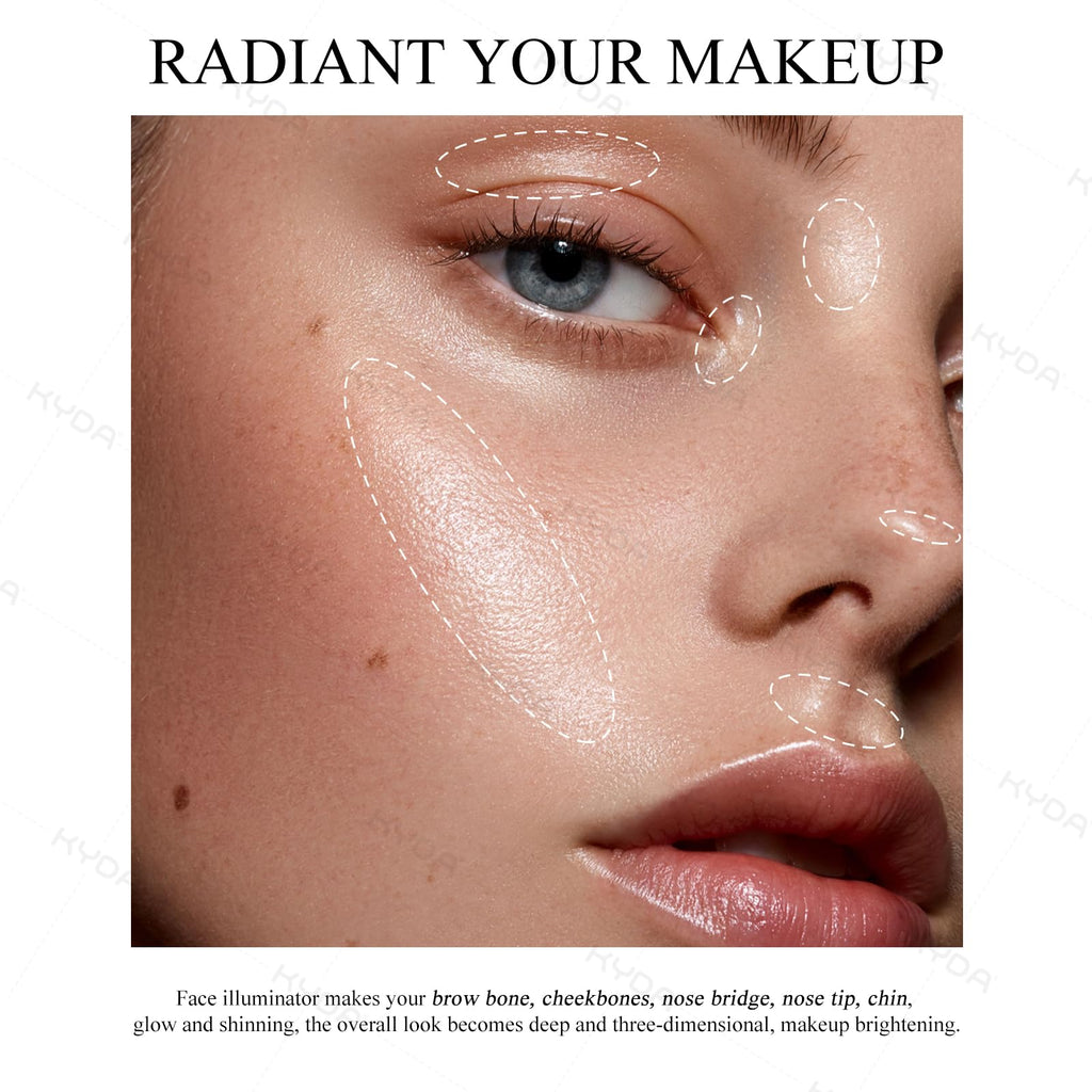 KYDA Baked Highlighter Contour Palette – Champagne Glow & Cool Tone Contour