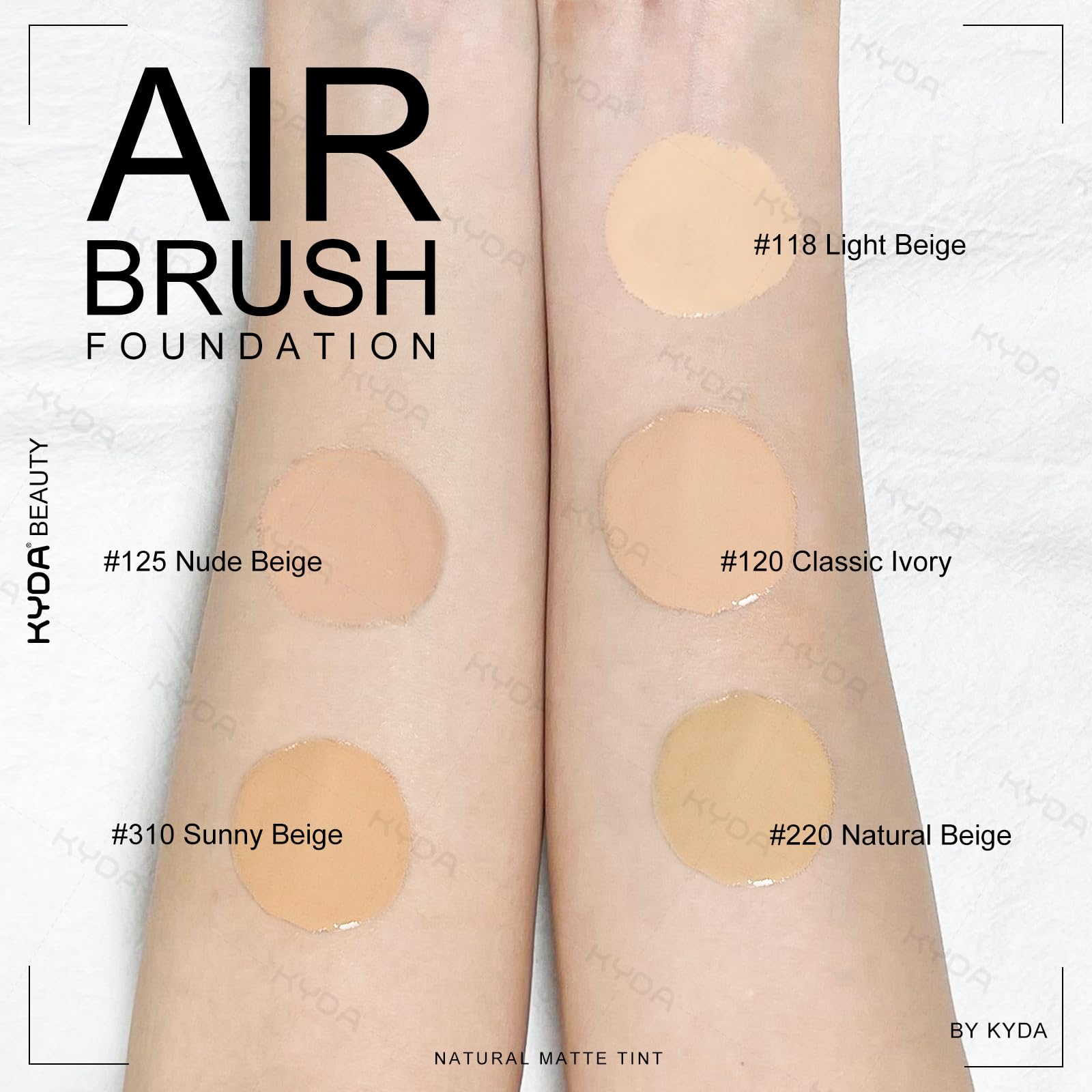 KYDA AirBrush Foundation Spray – Silky Nude-Beige Finish, Breathable, Buildable Coverage
