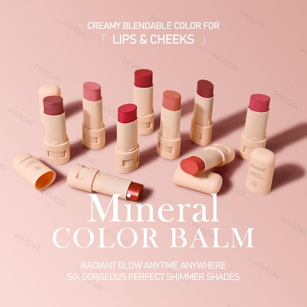 KYDA 3 Colors Mineral Color Balm SPF 35 – Buildable Shimmer for Lips & Cheeks