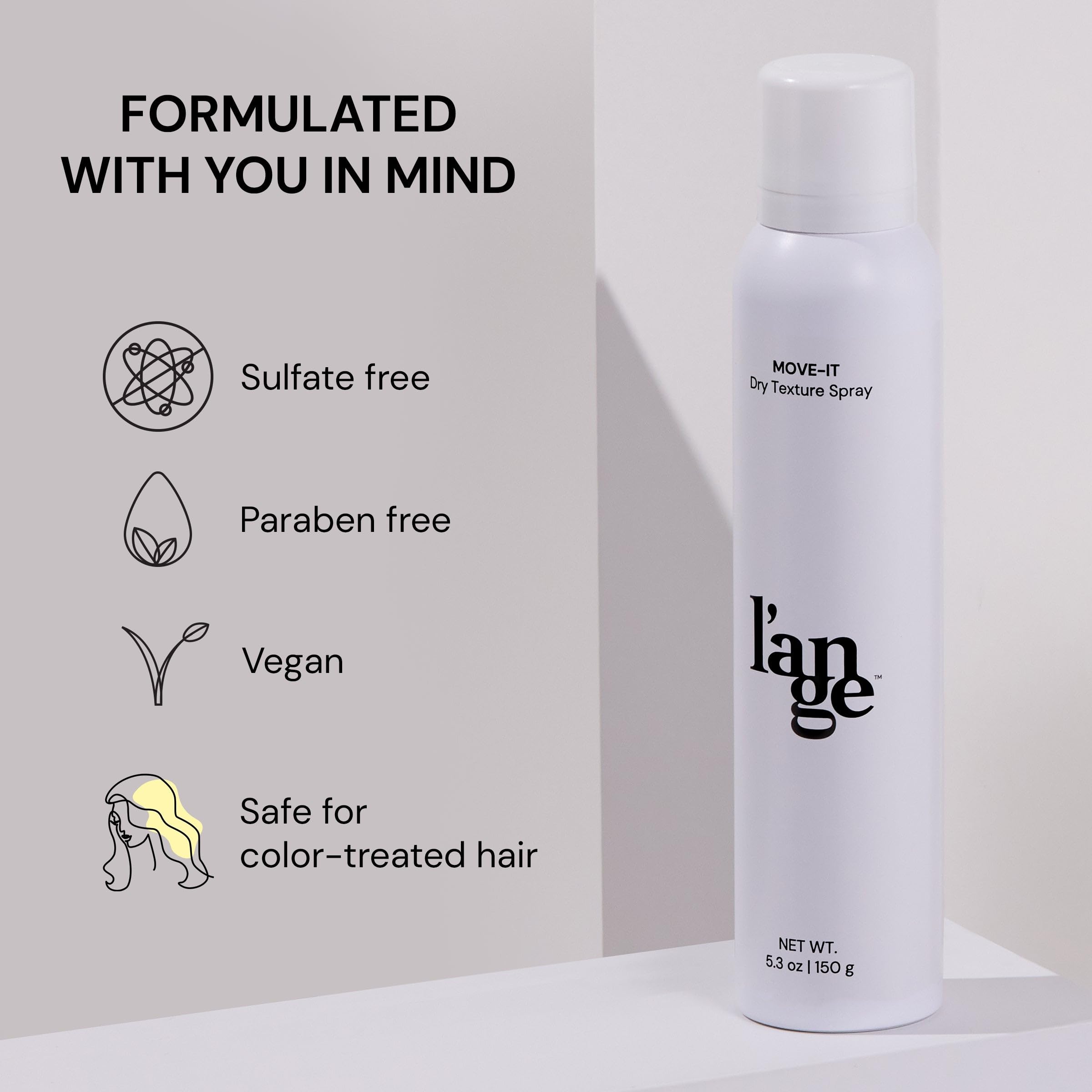 L'ANGE HAIR Move-It Super Dry Texture Spray | Absorbs Oil, Refreshes Hair, Lightweight Lift