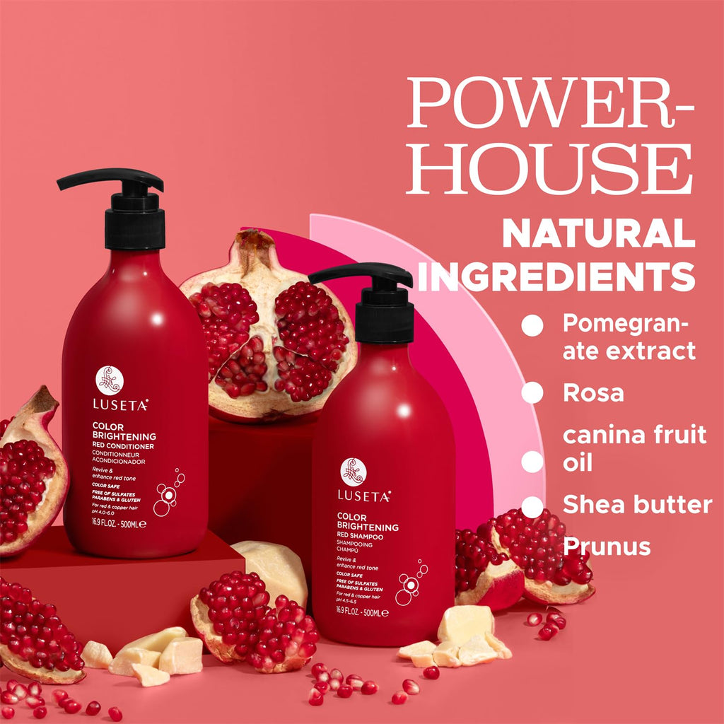 L LUSETA Luseta Red Hair Shampoo & Conditioner Set – Color Safe, Sulfate & Paraben Free, Copper Brightening