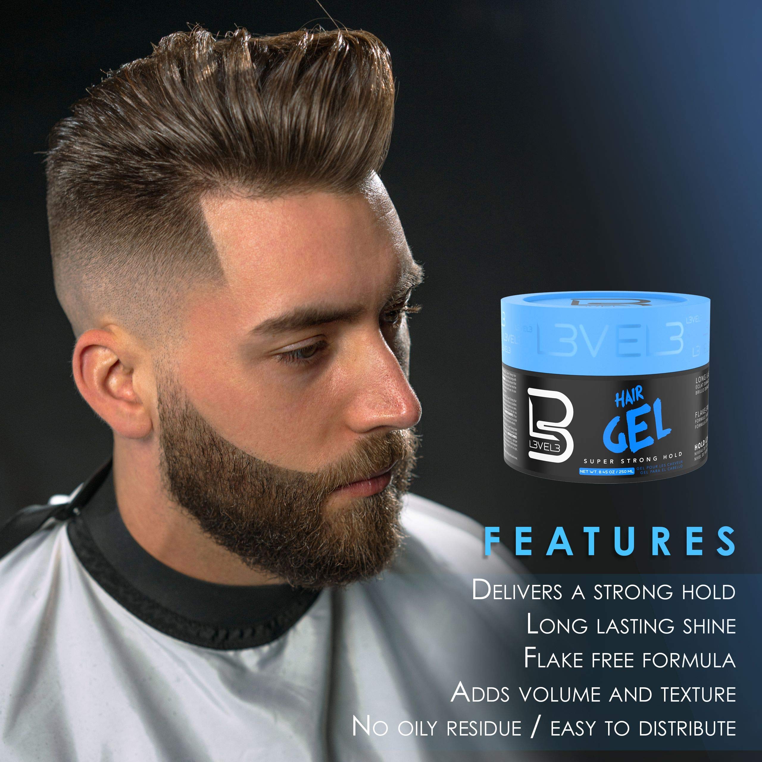 L3 Level 3 Hair Gel – Super Strong Hold, Flake-Free, Long-Lasting Shine | 3 x 500ml Bundle