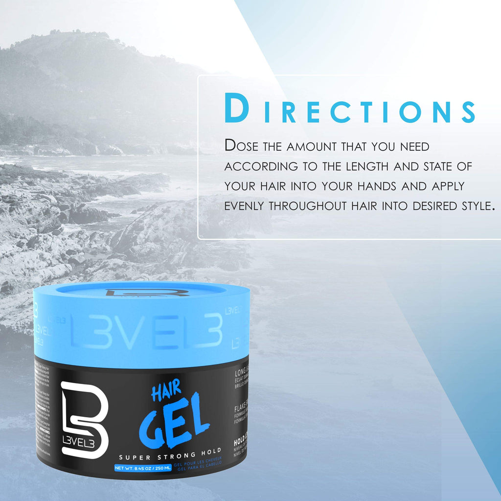 L3 Level 3 Hair Gel – Super Strong Hold, Flake-Free, Long-Lasting Shine | 3 x 500ml Bundle