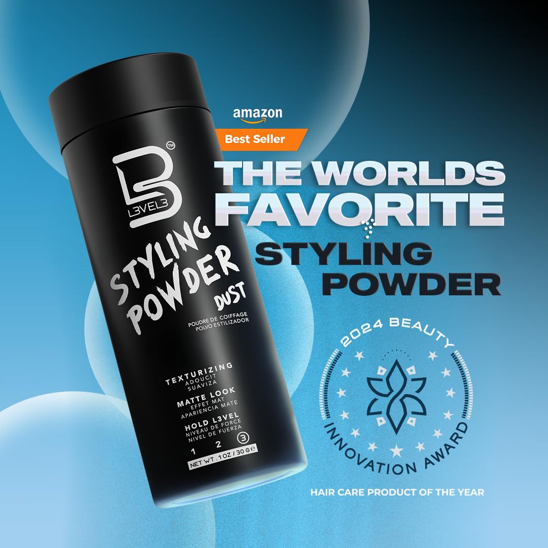 L3 Level 3 Travel Styling Powder – Natural Look for Men | Oil-Free Matte Finish