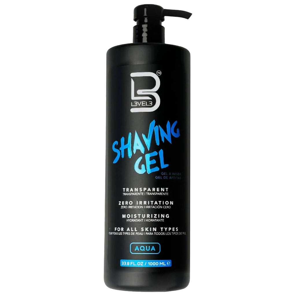 L3 Level 3 Shaving Gel – Clear, Non-Irritating Razor Gel for Straight Razor Shaves (Aqua, Large)