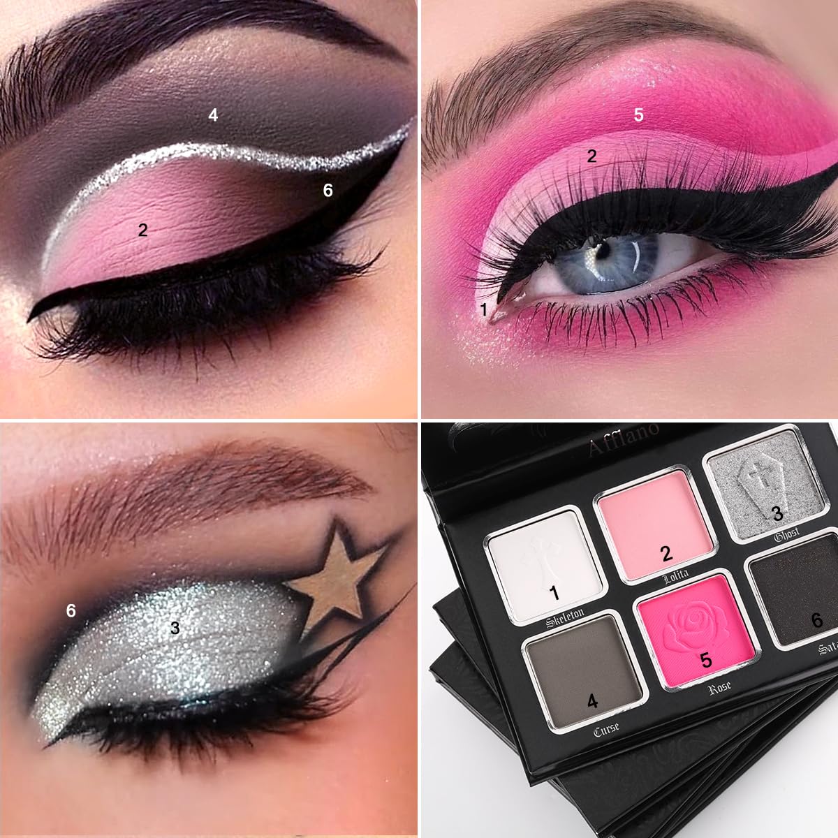 La Catrina Black Pink Eyeshadow Palette - Matte Gothic, Long-Wear Smoky Eye