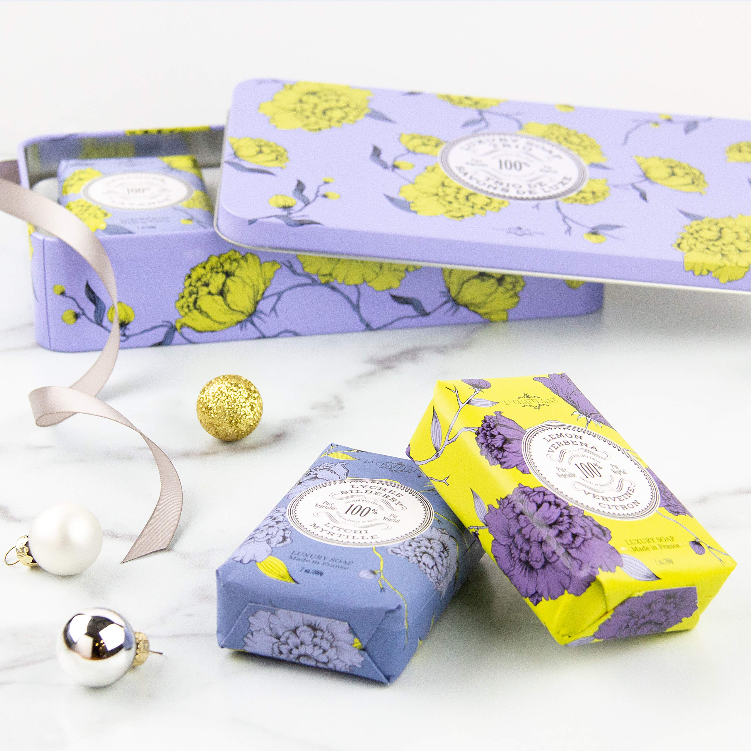 La Chatelaine Lavender Soap Trio Gift Set – Triple Milled, Made in Provence