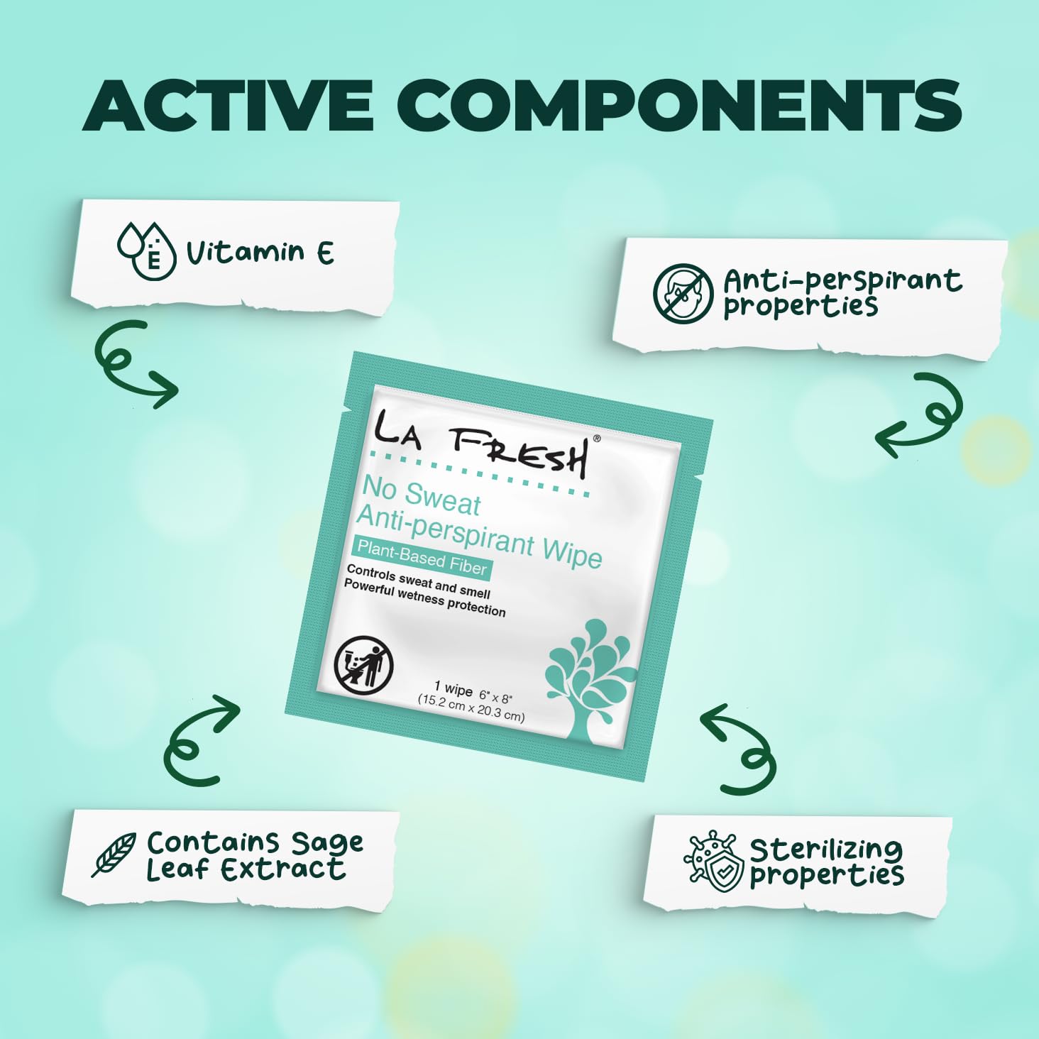 La Fresh Travel Lite Antiperspirant Wipes – 200 Individually Wrapped Towelettes