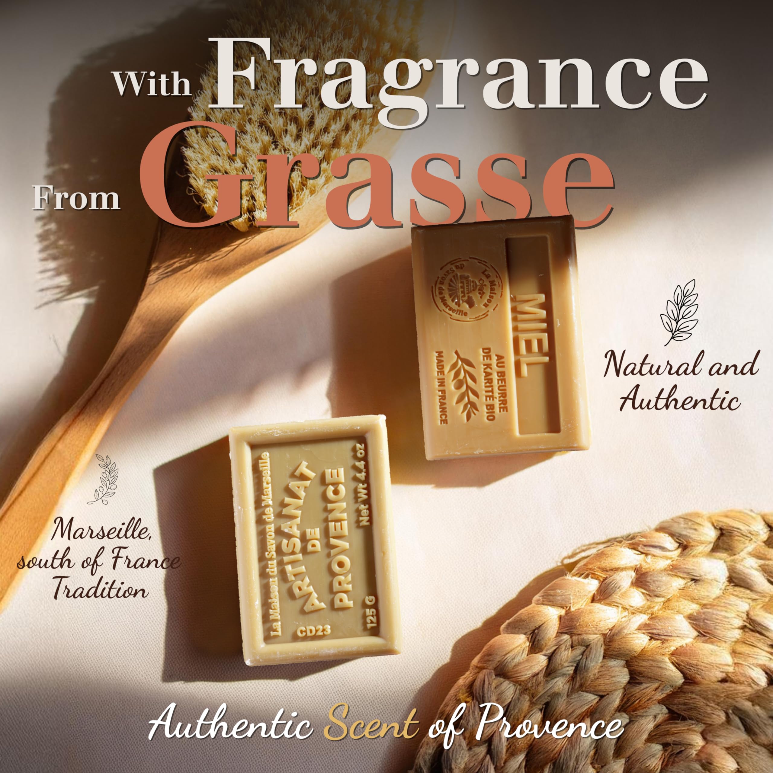 Monoi Moisturizing Soap Bars Trio – French Shea Butter, 97% Natural | La Maison du Savon de Marseille