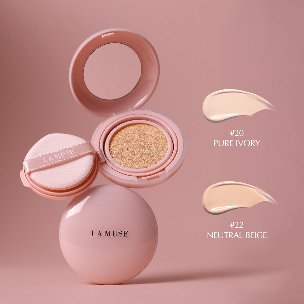 LA MUSE Korean Glow Cushion Foundation No.22 Neutral Beige | PDRN + 65% Hyaluronic Hydration