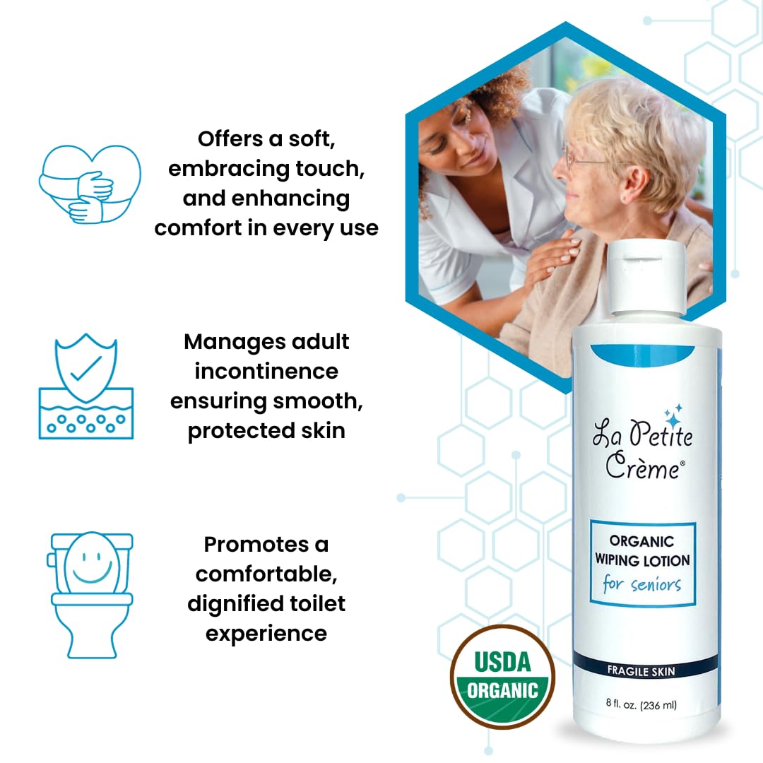 La Petite Creme Liniment Wiping Lotion for Seniors – 8 oz | USDA Organic Certified & EWG Verified