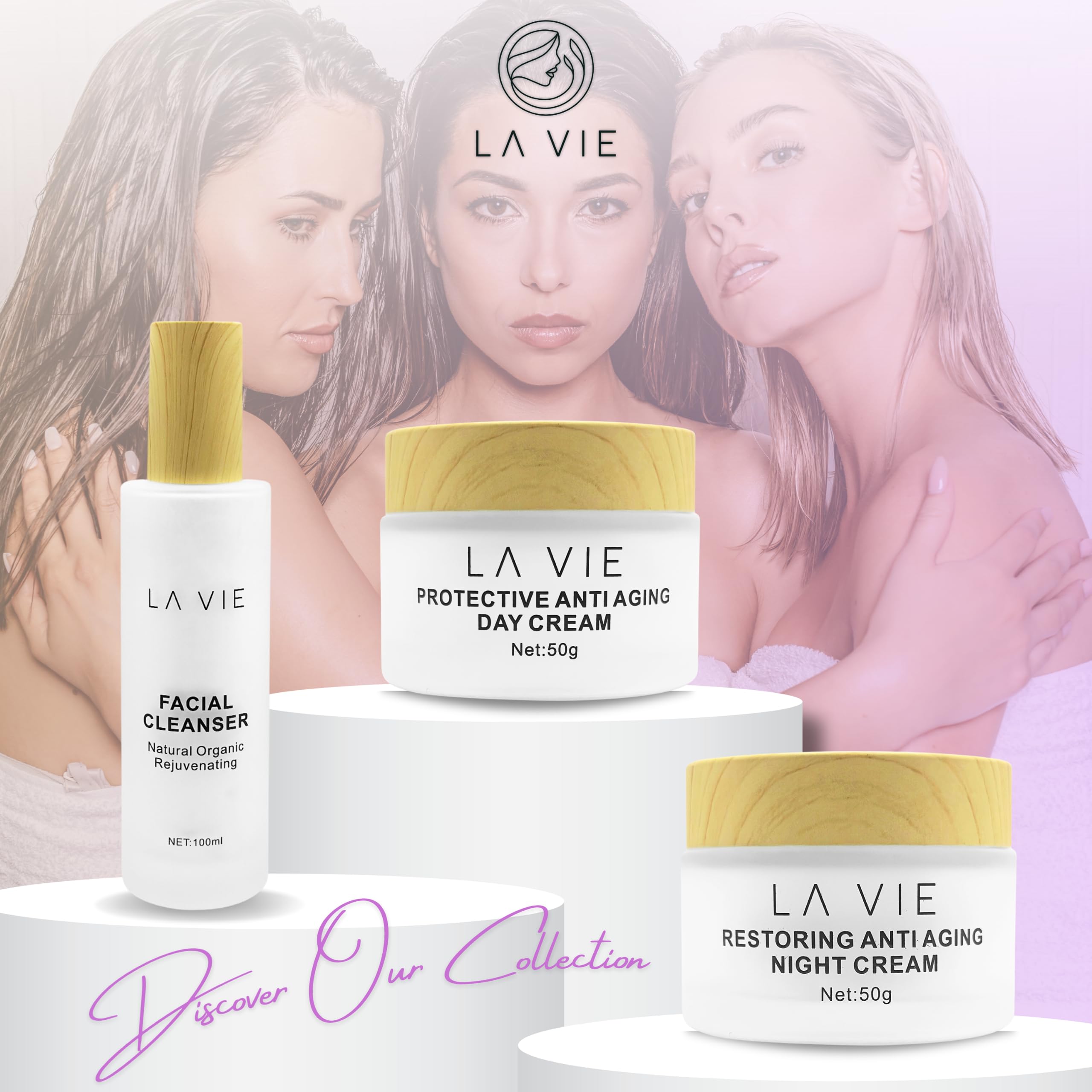 La Vie Protective Anti-Aging Day Cream – Hyaluronic Acid, SPF & Aloe – 1.7Fl Oz