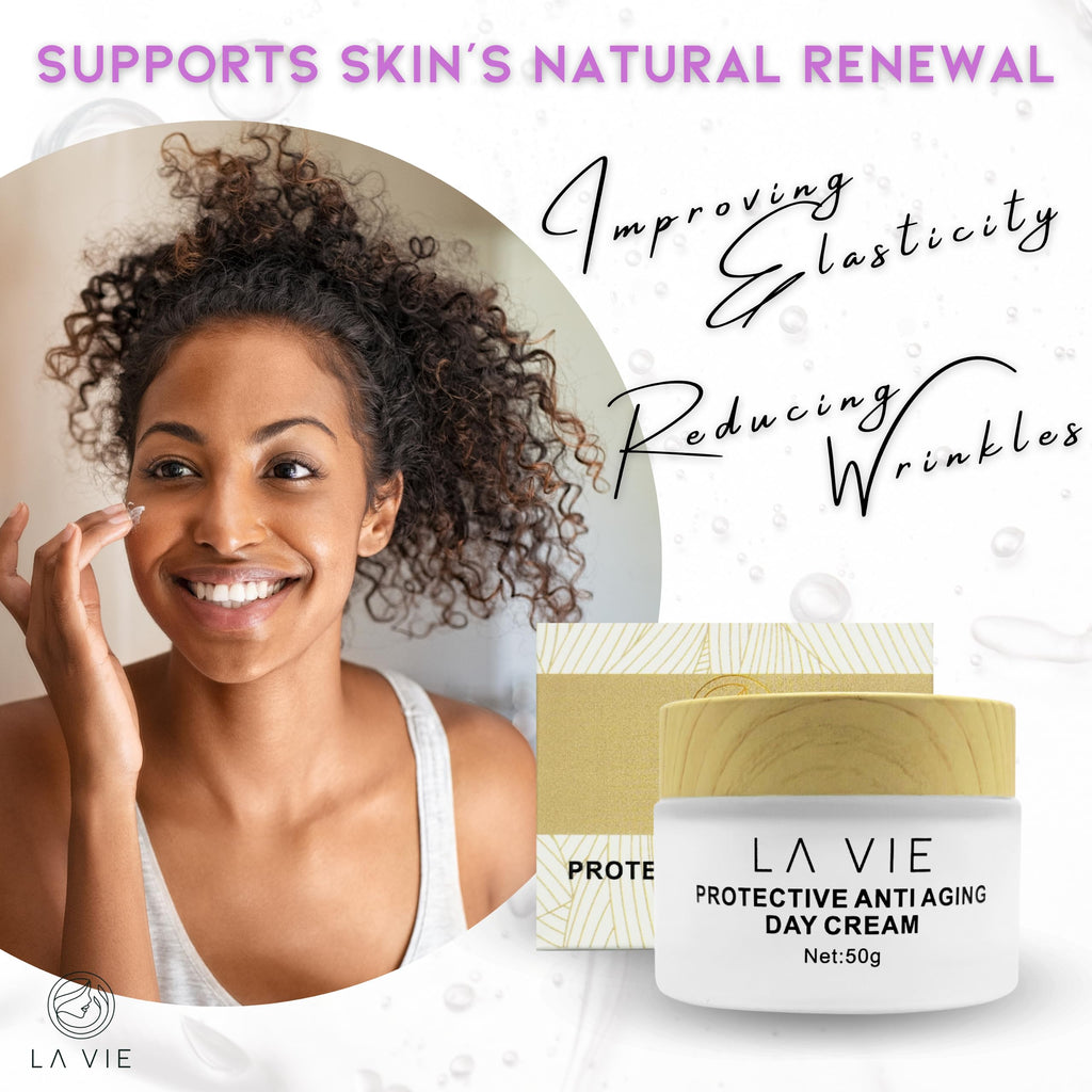 La Vie Protective Anti-Aging Day Cream – Hyaluronic Acid, SPF & Aloe – 1.7Fl Oz