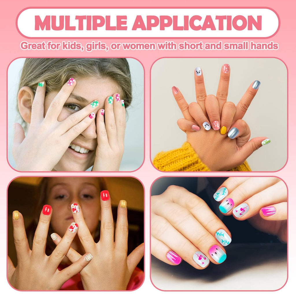 Labeol 144-Piece Kids Fake Nails Kit – Short Press-On Nails for Children