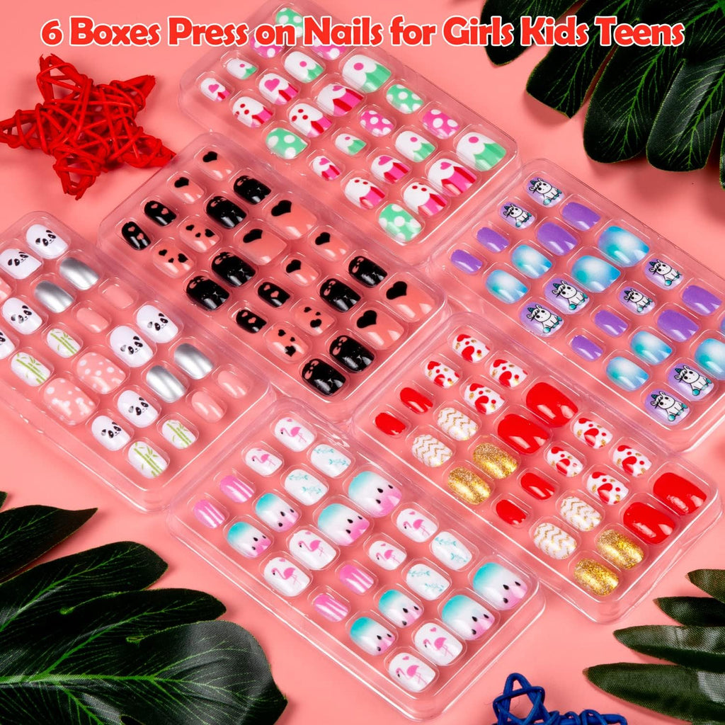 Labeol 144-Piece Kids Fake Nails Kit – Short Press-On Nails for Children