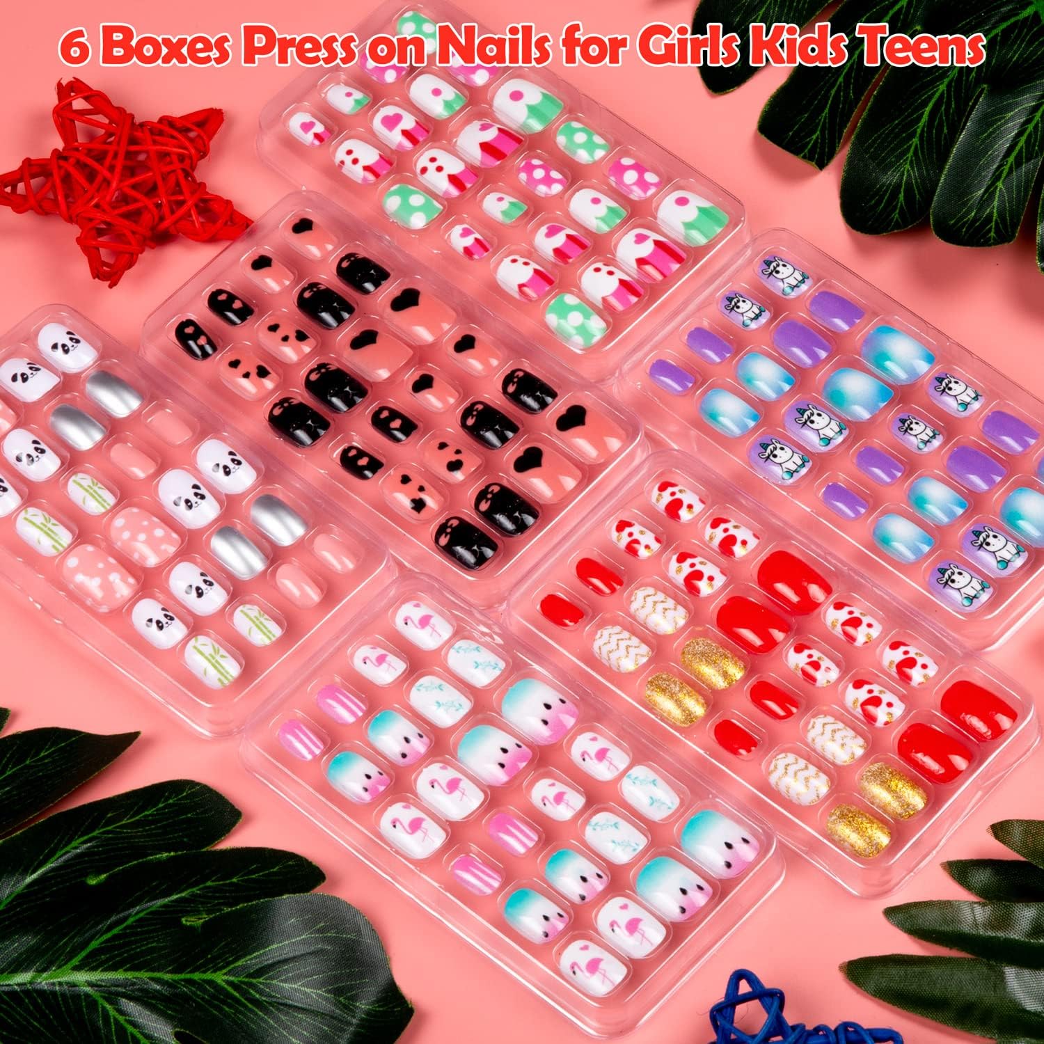 Labeol 144-Piece Kids Fake Nails Kit – Short Press-On Nails for Children
