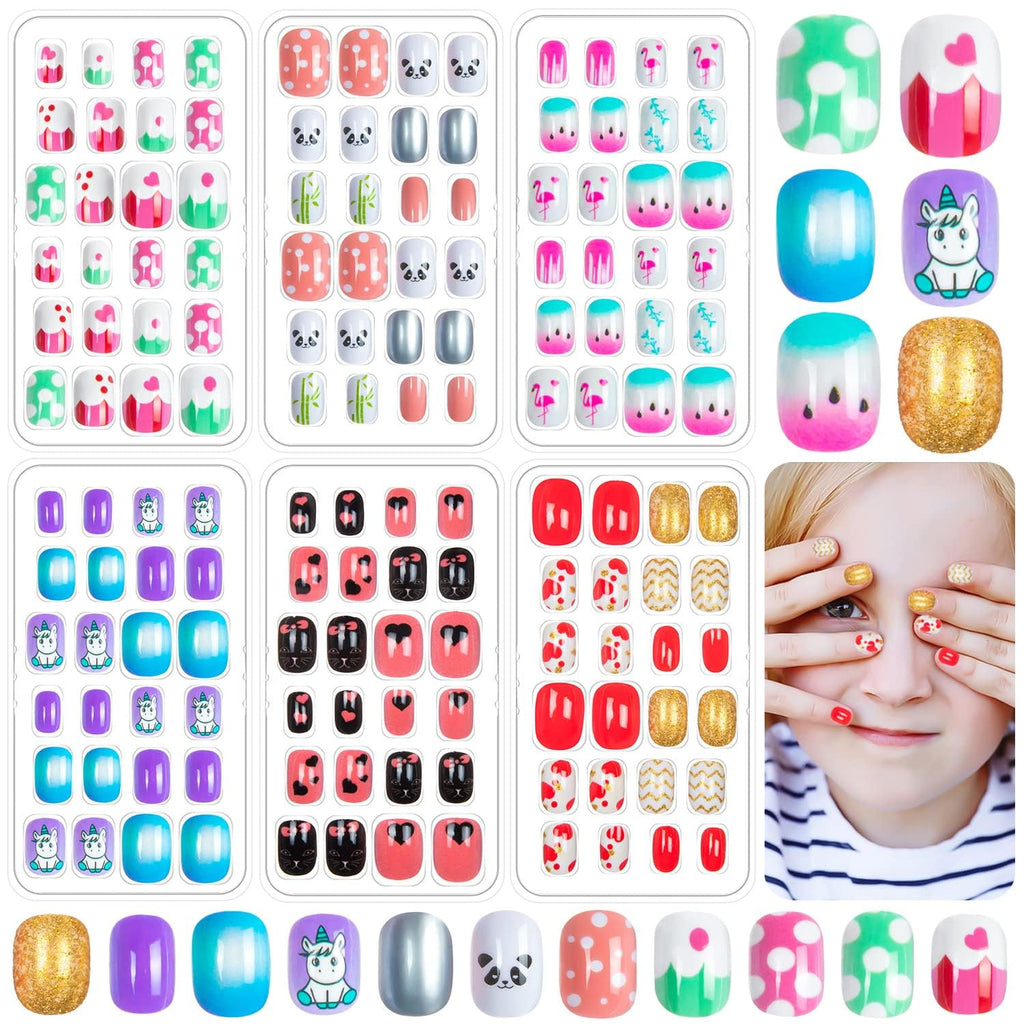 Labeol 144-Piece Kids Fake Nails Kit – Short Press-On Nails for Children