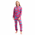 Daisy Dreamer Ladies Hooded Fleece Onesie Pyjamas With Horse Print Zipper Front Elastic