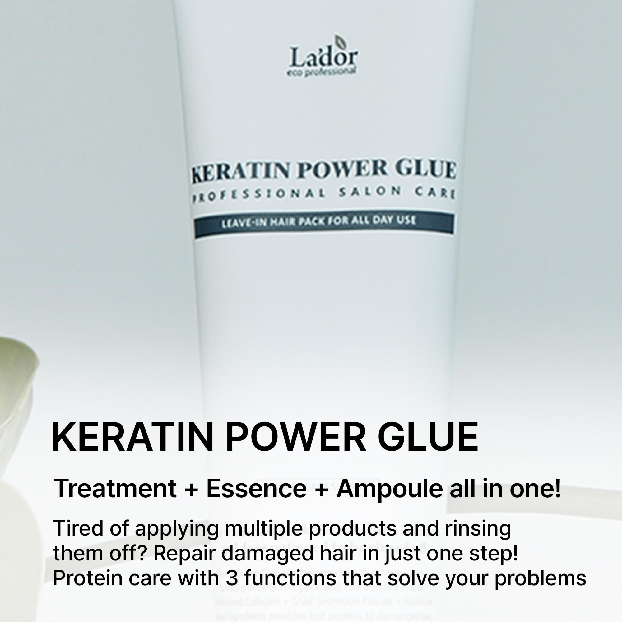 LA'DOR Keratin Power Glue Leave-In Conditioner – Heat Protectant, Shine, Snail Mucin