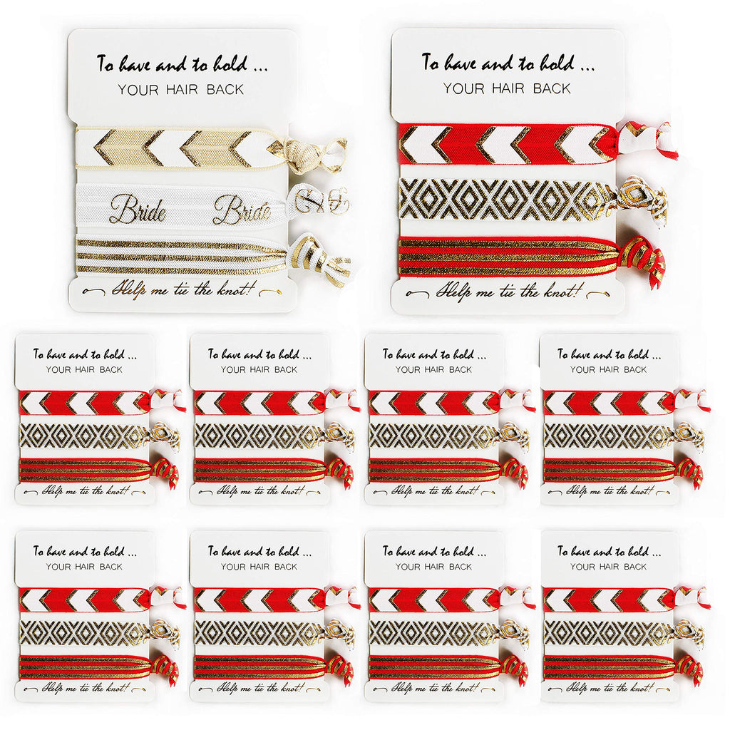 LADY&HOME Bride Tribe Hair Tie – 30 Count in Wine Red for Bachelorette Party Gifts