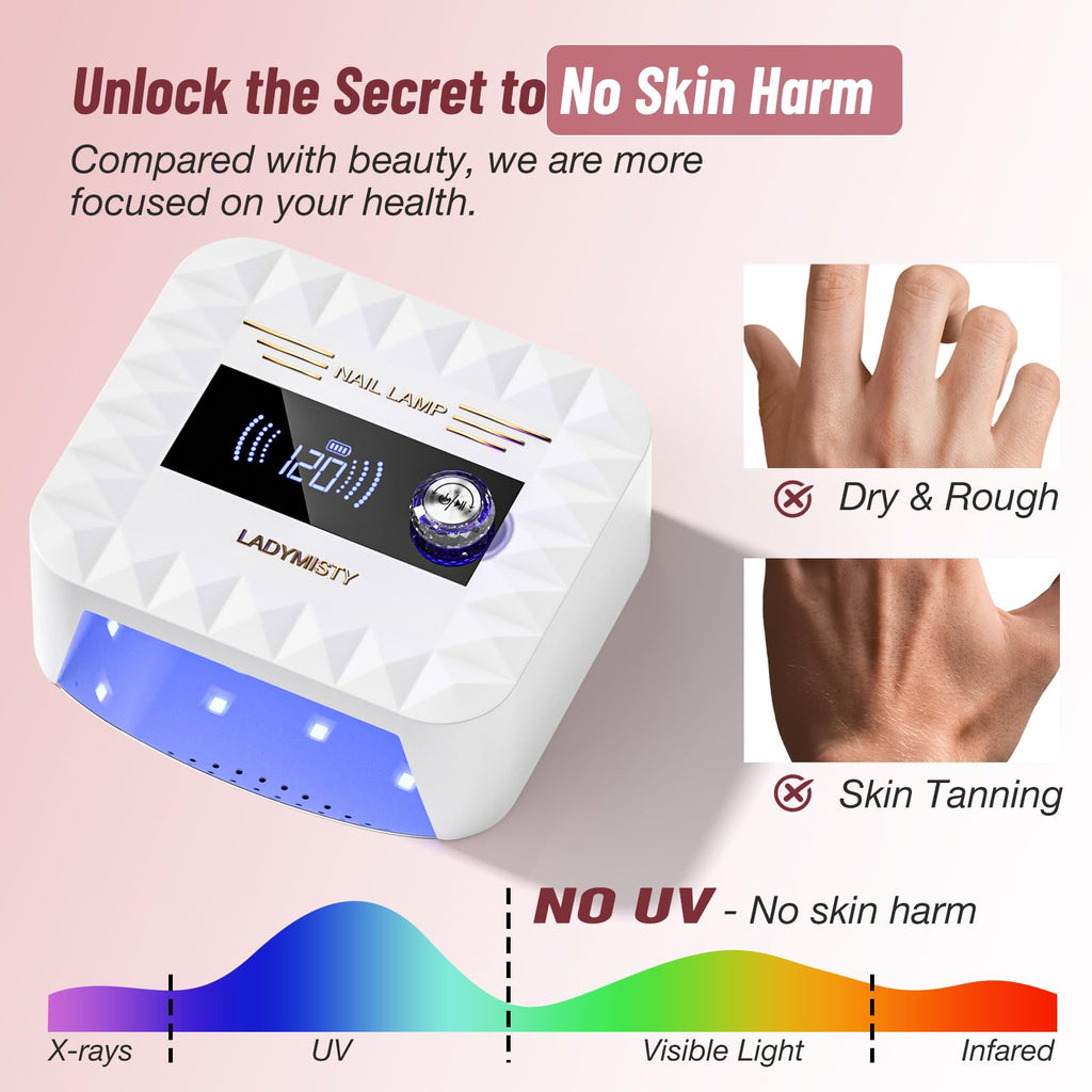 LadyMisty 268W Cordless UV Nail Lamp – Fast Gel Curing with LCD Display
