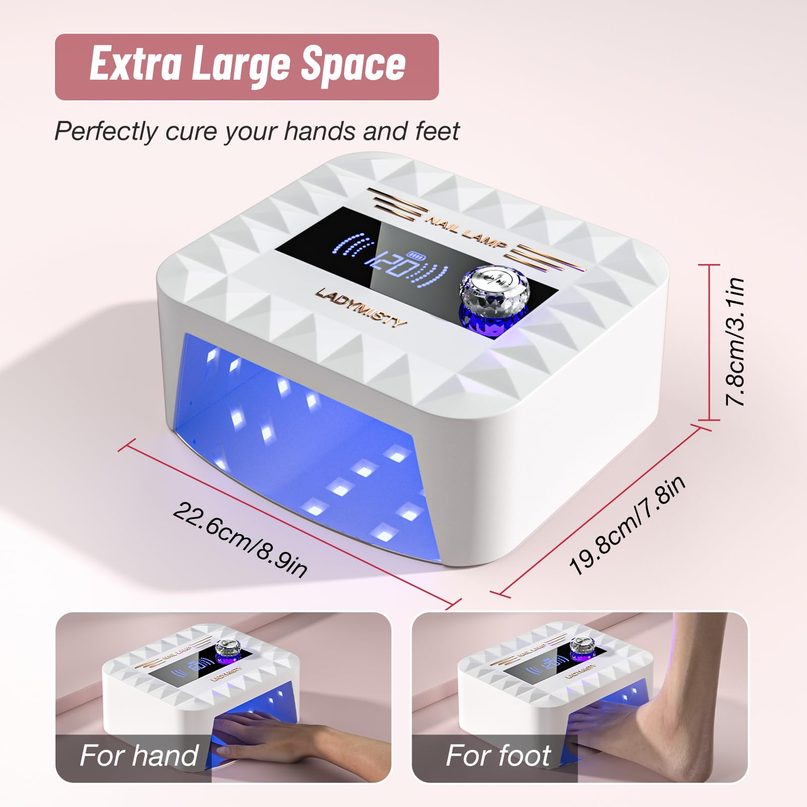 LadyMisty 268W Cordless UV Nail Lamp – Fast Gel Curing with LCD Display
