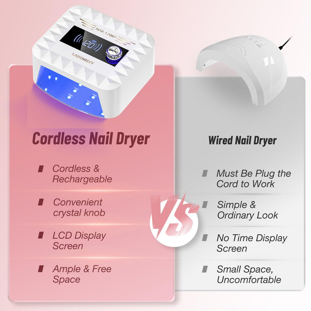 LadyMisty 268W Cordless UV Nail Lamp – Fast Gel Curing with LCD Display