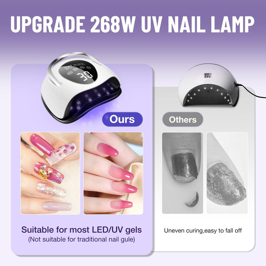 LadyMisty 268W UV LED Nail Lamp | 57 Beads, LCD Touch, 4 Timers, 2026 Upgrade – Black