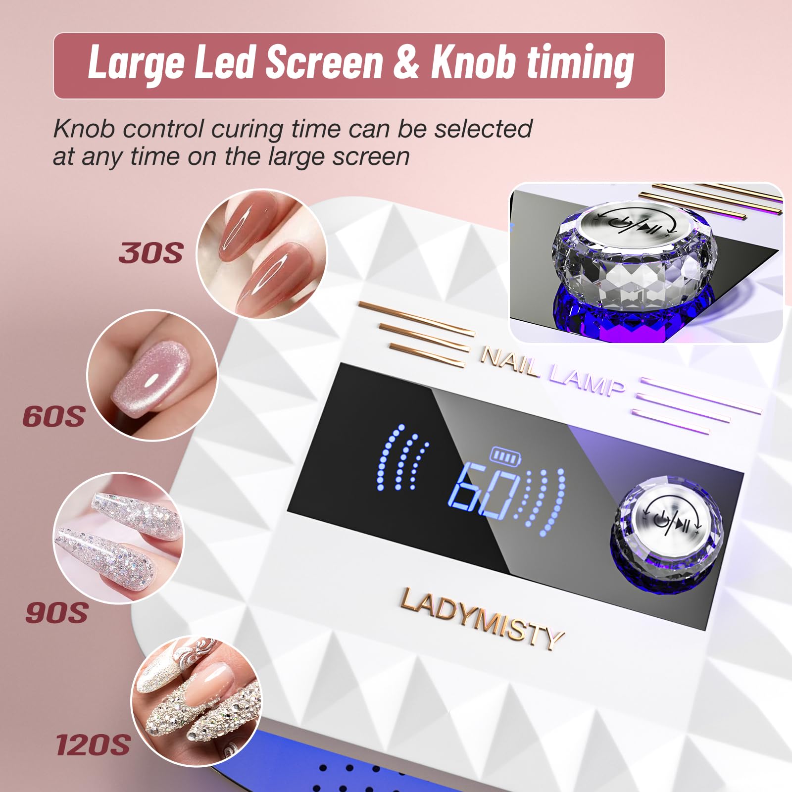 LadyMisty 268W Cordless UV Nail Lamp – Fast Gel Curing with LCD Display