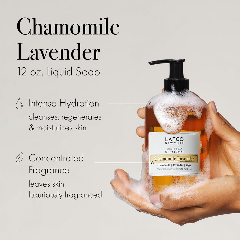 LAFCO New York Liquid Soap Chamomile Lavender – 12 oz | Hypoallergenic, Plant-Based, Made in Italy