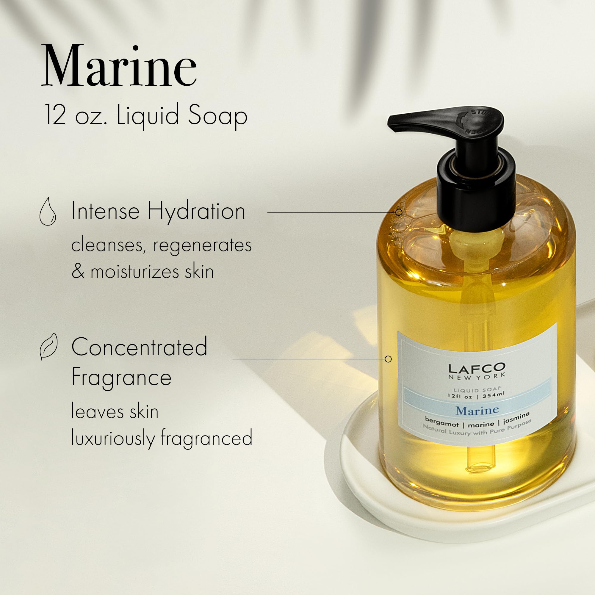 LAFCO New York Marine Liquid Soap — Hydrating, Hypoallergenic, Plant-Based, 12 oz