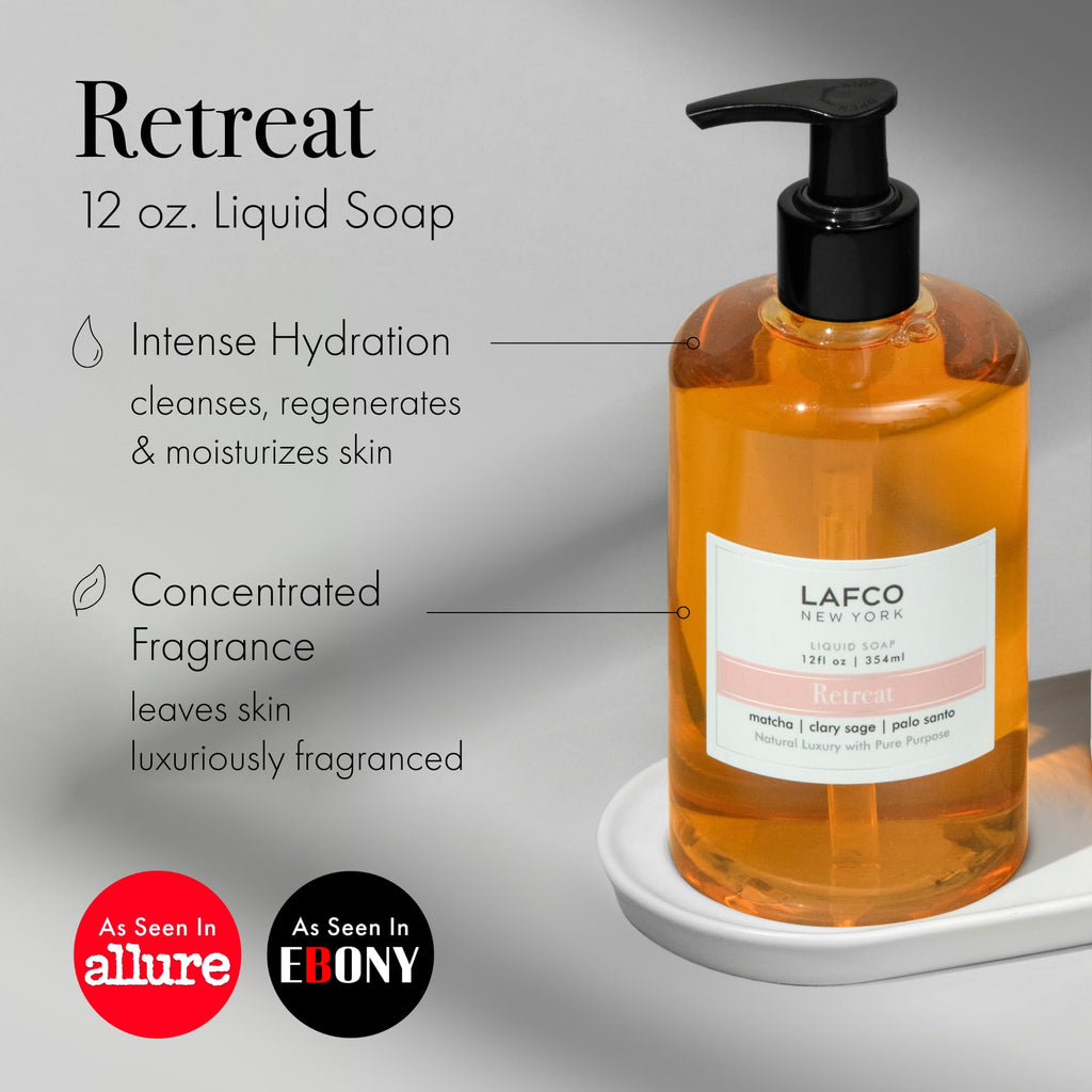 LAFCO New York Liquid Soap Retreat – 12 oz | Regenerates, Protects & Moisturizes | Hypoallergenic, Synthetic Free & Cruelty-Free | Made in Italy