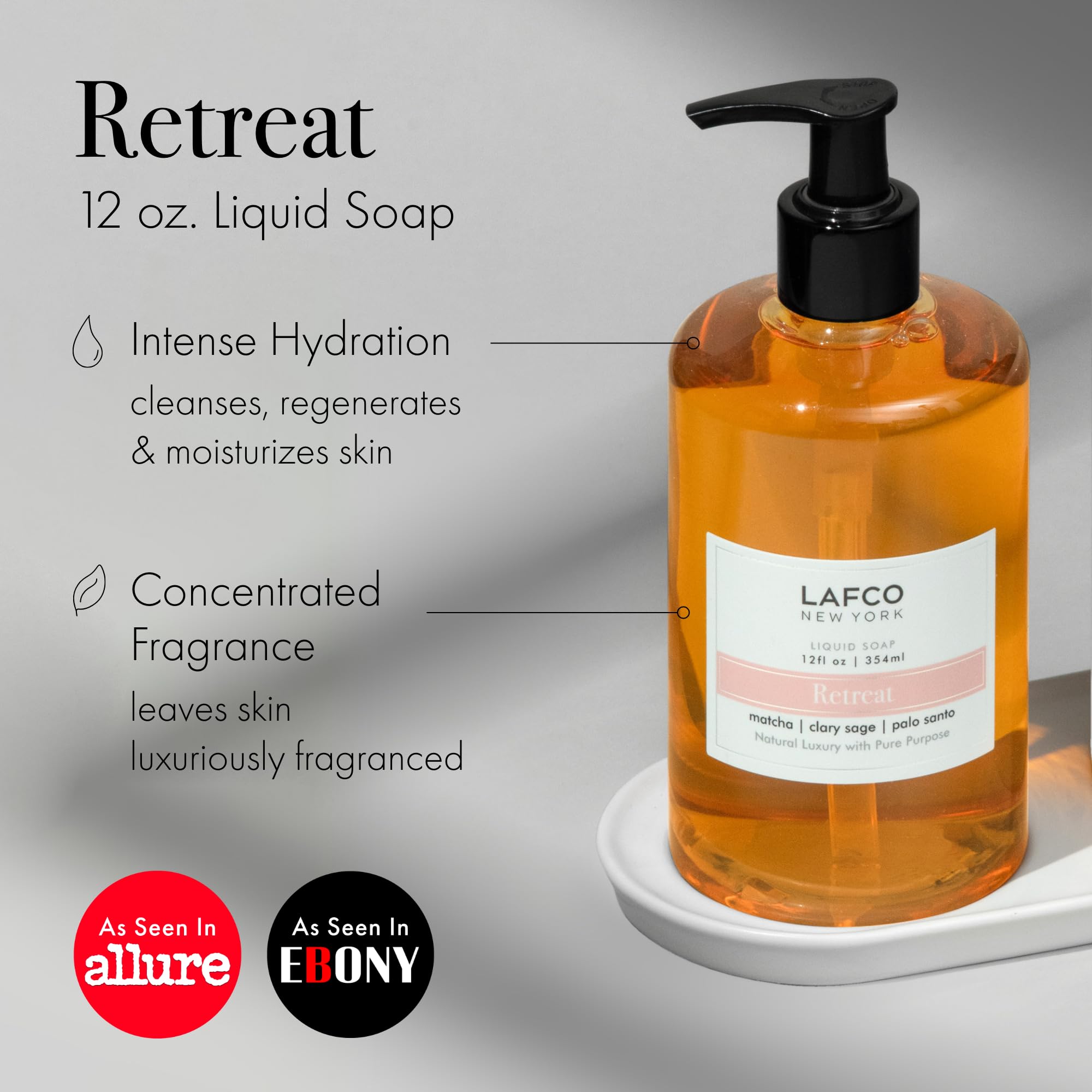 LAFCO New York Liquid Soap Retreat – 12 oz | Regenerates, Protects & Moisturizes | Hypoallergenic, Synthetic Free & Cruelty-Free | Made in Italy