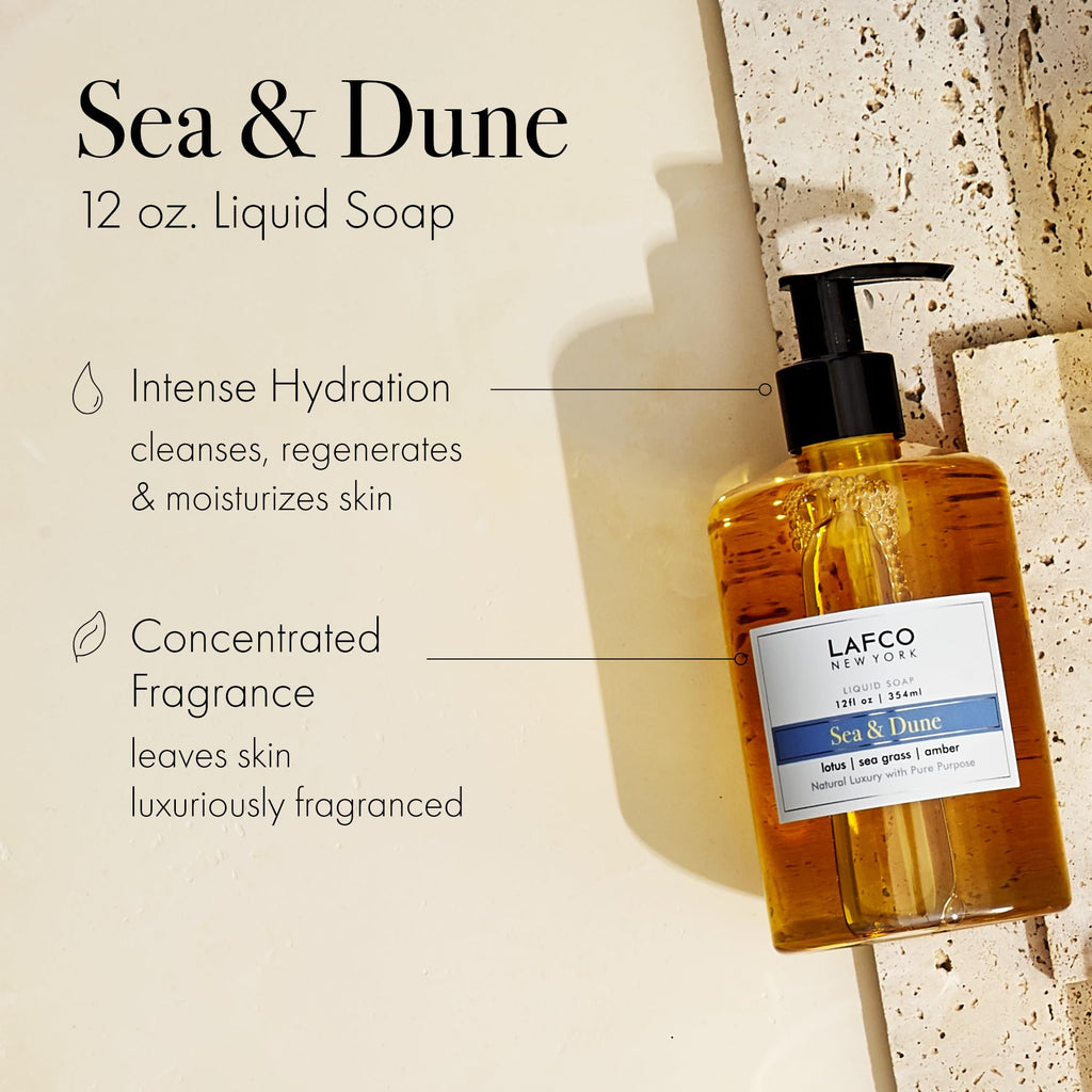 LAFCO New York Sea & Dune Liquid Soap – Hydrating Olive Oil, Hypoallergenic & Cruelty-Free (12 oz)