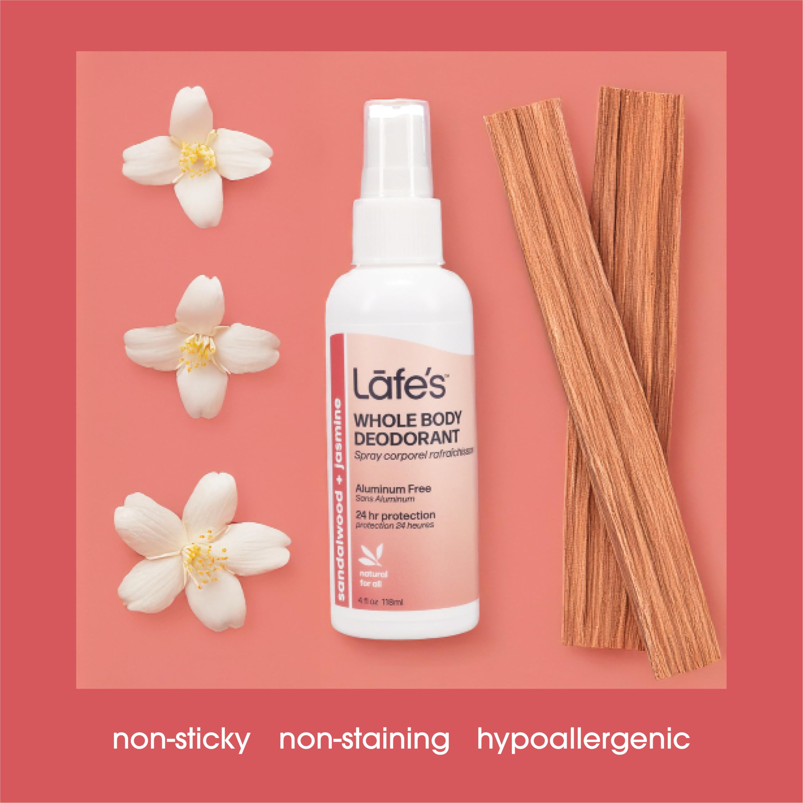 Lafe's Natural Deodorant | 4 oz Whole-Body Non-Aerosol Spray | Aluminum, Paraben & Baking Soda Free | Sandalwood & Jasmine (Pack of 2)