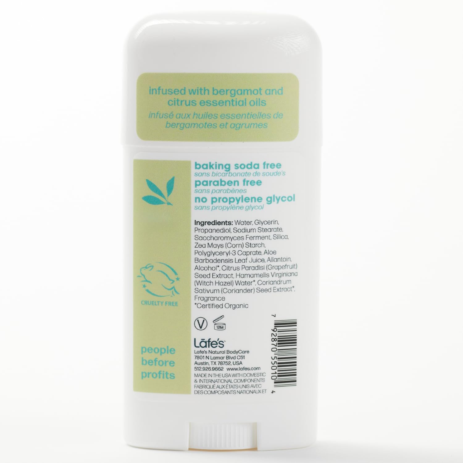 Lafe's Natural Deodorant 3-Pack - Aluminum-Free, Baking Soda-Free, Citrus & Bergamot Extra Strength, 2.25 oz